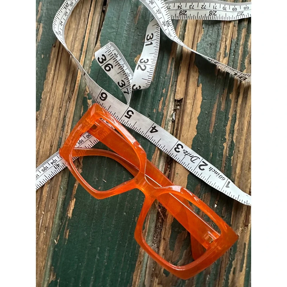 Oversized Square Orange Eyeglass Frames Translucent Chunky Retro Fashion Glasses